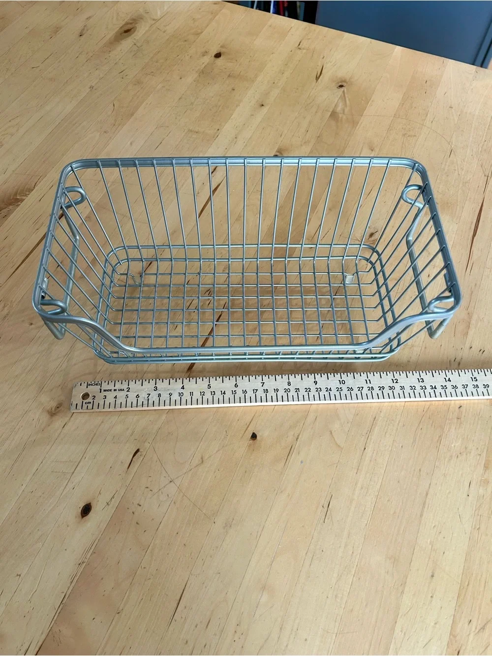 Silver Metal Wire Storage Basket Expandable Handles Organizer 14x6x5
